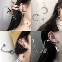 korean fashion personality earrings set for women butterfly cross earrings hiphoprock crystal ear cuff girls jewerly wholesale