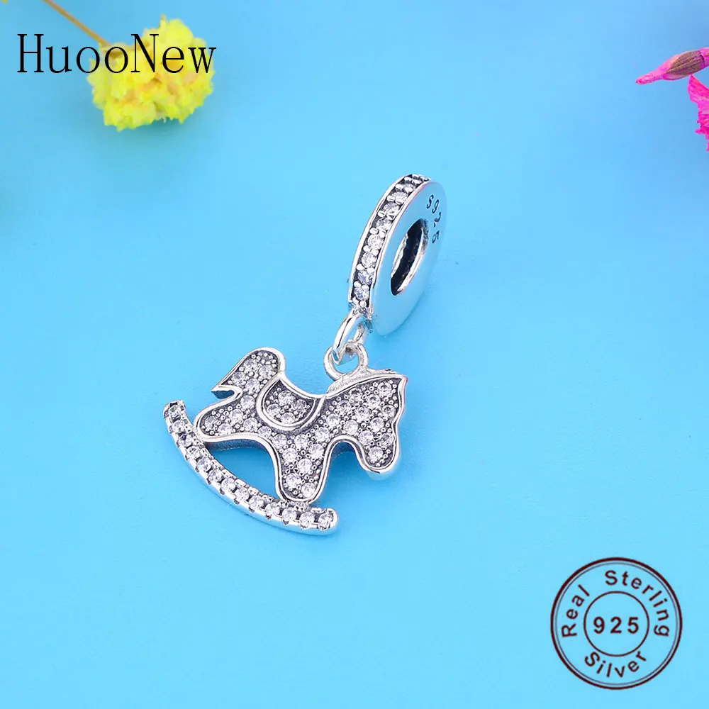 Подходят для оригинального браслета Pandora искусственное серебро карусель лошадь