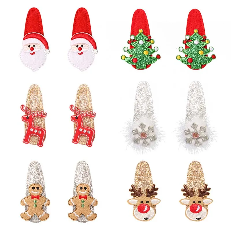 

2Pcs Children's Printed Bangs Hairpins Fashion Sequins Cartoon Pattern BB Clip Sweet Baby Hair Accessories Christmas Decoration