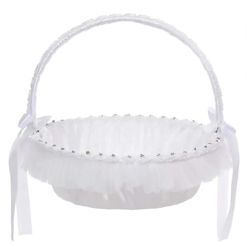

Flower Basket Hand-Held Beautiful Romantic Portable Delicate Wedding Flower Basket Storage Basket Party Supply