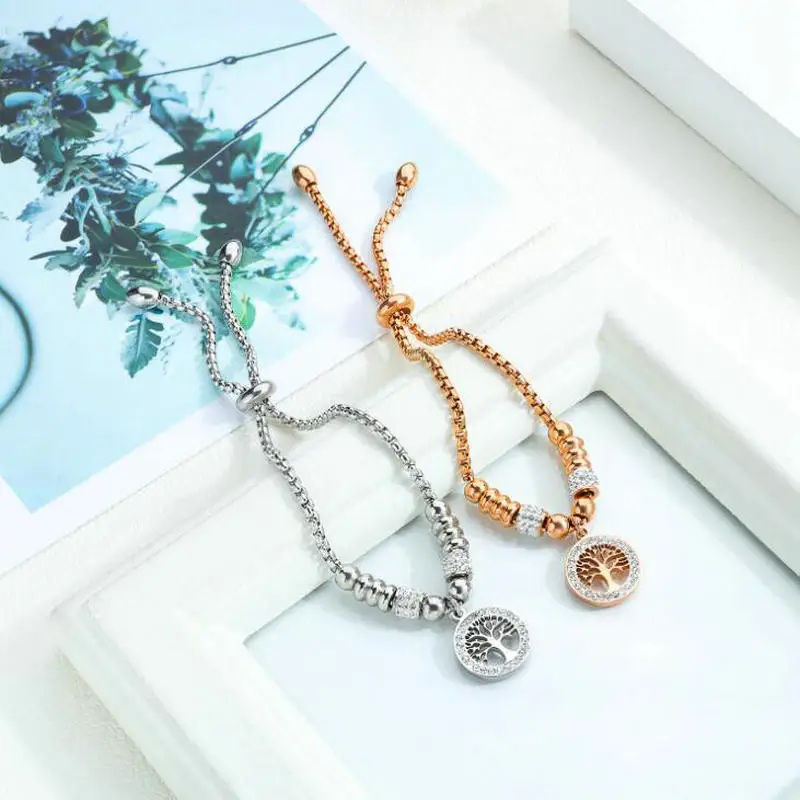 Women's stainless steel bracelet Tree of life Round Beads Magnet Bracelet | Bracelets