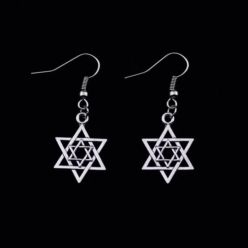 

Vintage Designed Geometric Star of David Drop Earrings Shield Of David Hexagram Charm Dangle Earrings for Women