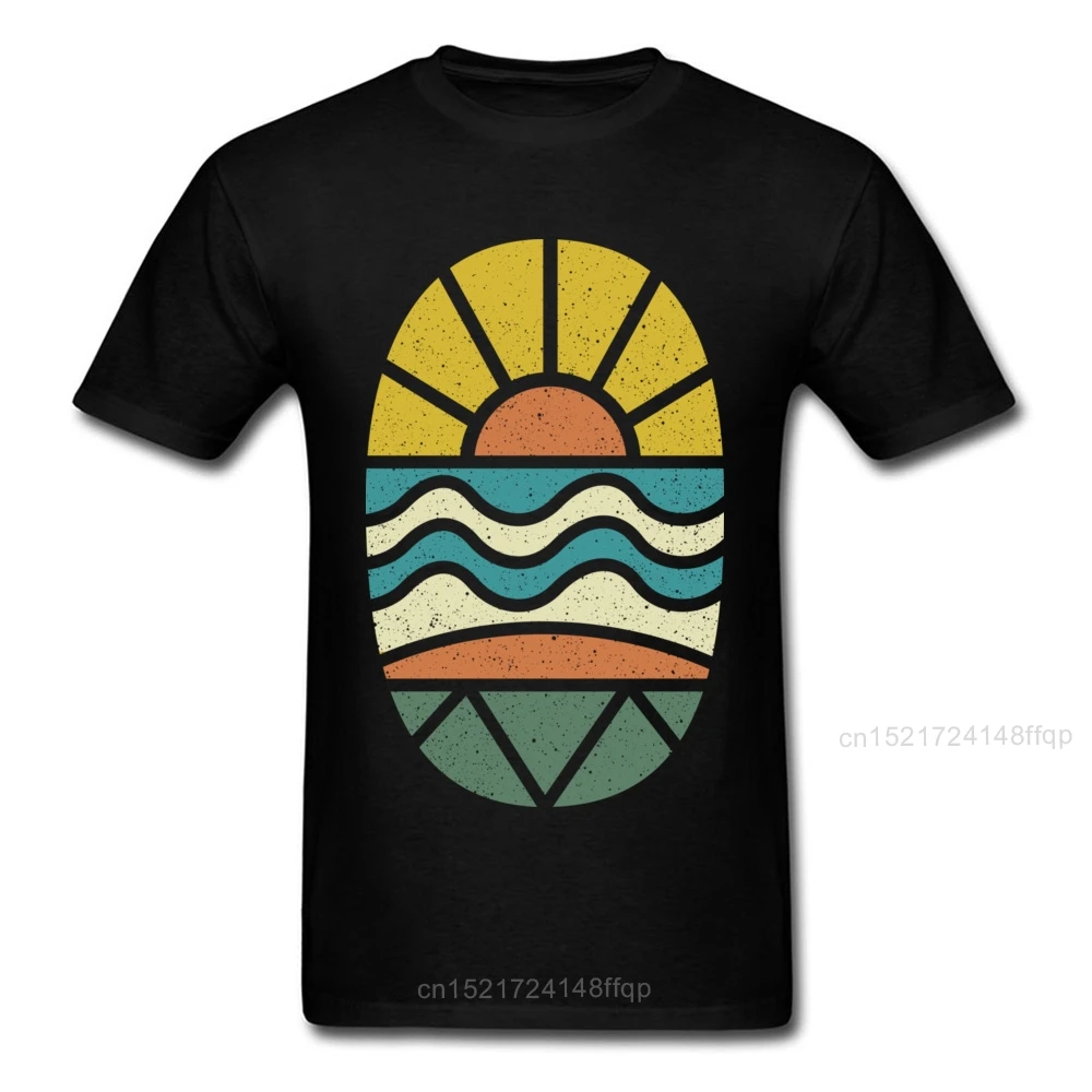 Давайте! Surfer футболка для мужчин Винтажная Геометрическая закат море пляж одежда
