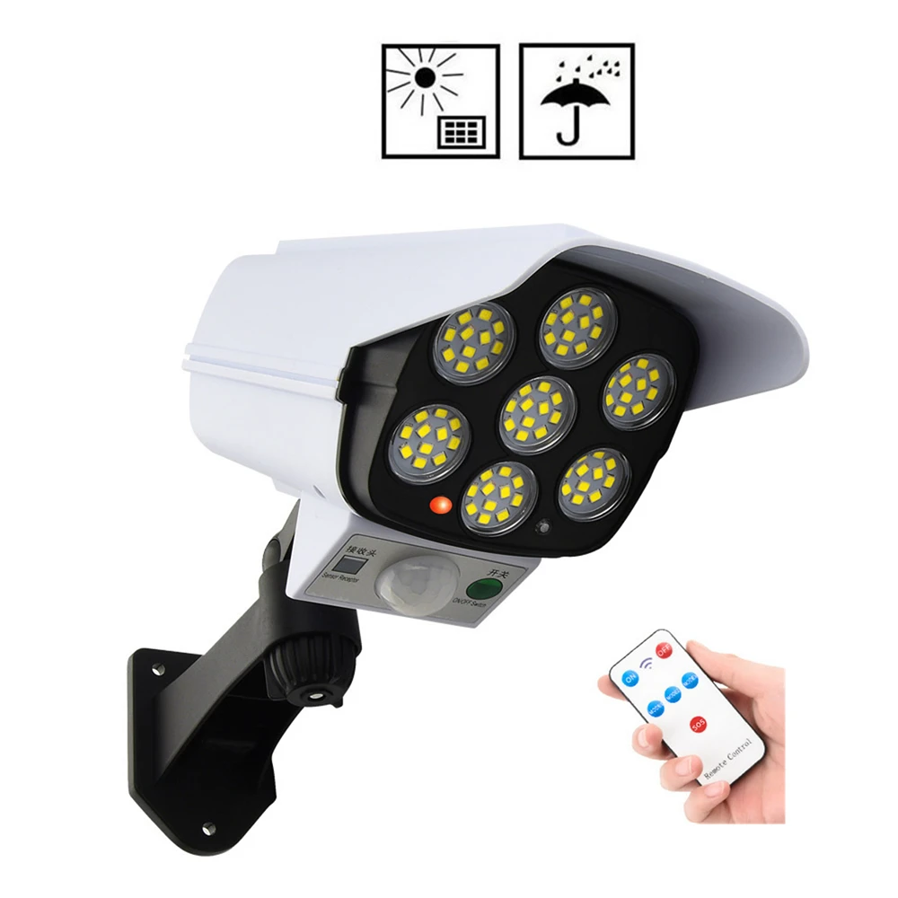 

remote Solar motion sensor Outdoor Lighting Lights LED Wall Lamp IP65 Waterproof Imitation Fake Monitor Wireless Outdoor