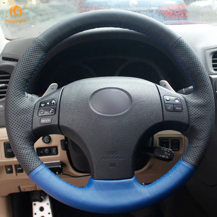 MEWANT Черный Синий чехол рулевого колеса автомобиля из натуральной кожи для Lexus IS