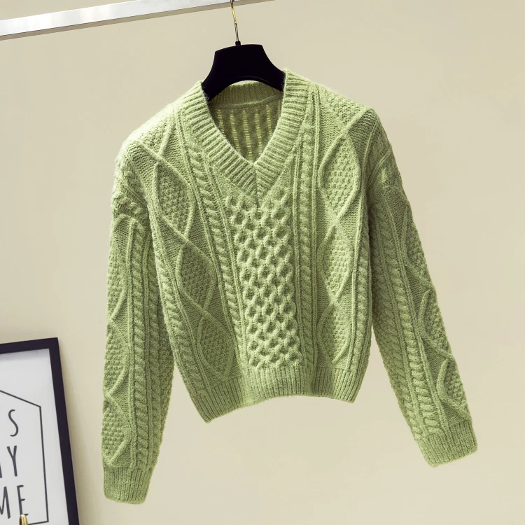 Женский вязаный свитер с V-образным вырезом однотонный минималистичный топ в