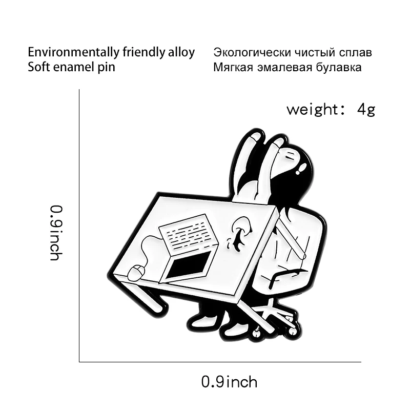 Я устала от работы! Офисная девушка поднимает стол эмаль булавки рубашка Meme