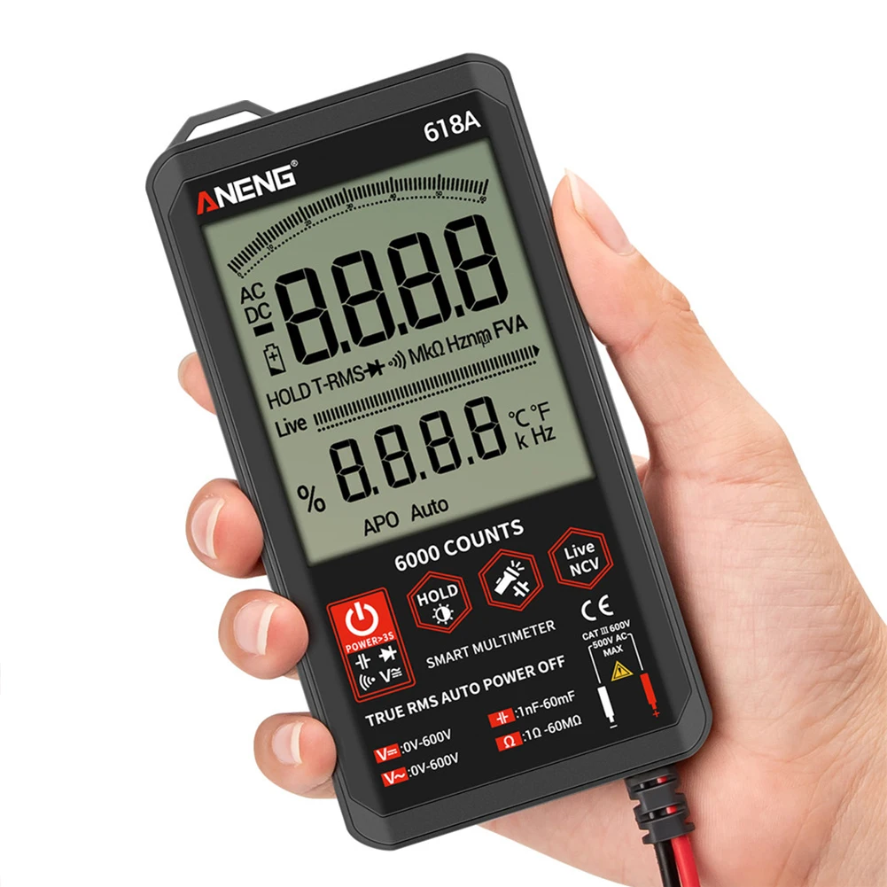 

AC DC Voltage Touch Screen Handheld Continuity Mini Backlight Digital Multimeter Resistance Capacitance Data Hold Electronic
