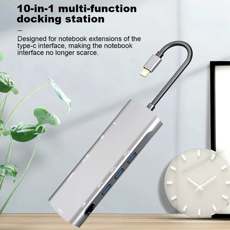 Док станция tebe 10 в 1 USB Type C на HDMI RJ45 Gigabit VGA SD/TF 3 0 PD|Док-станции для ноутбуков| |