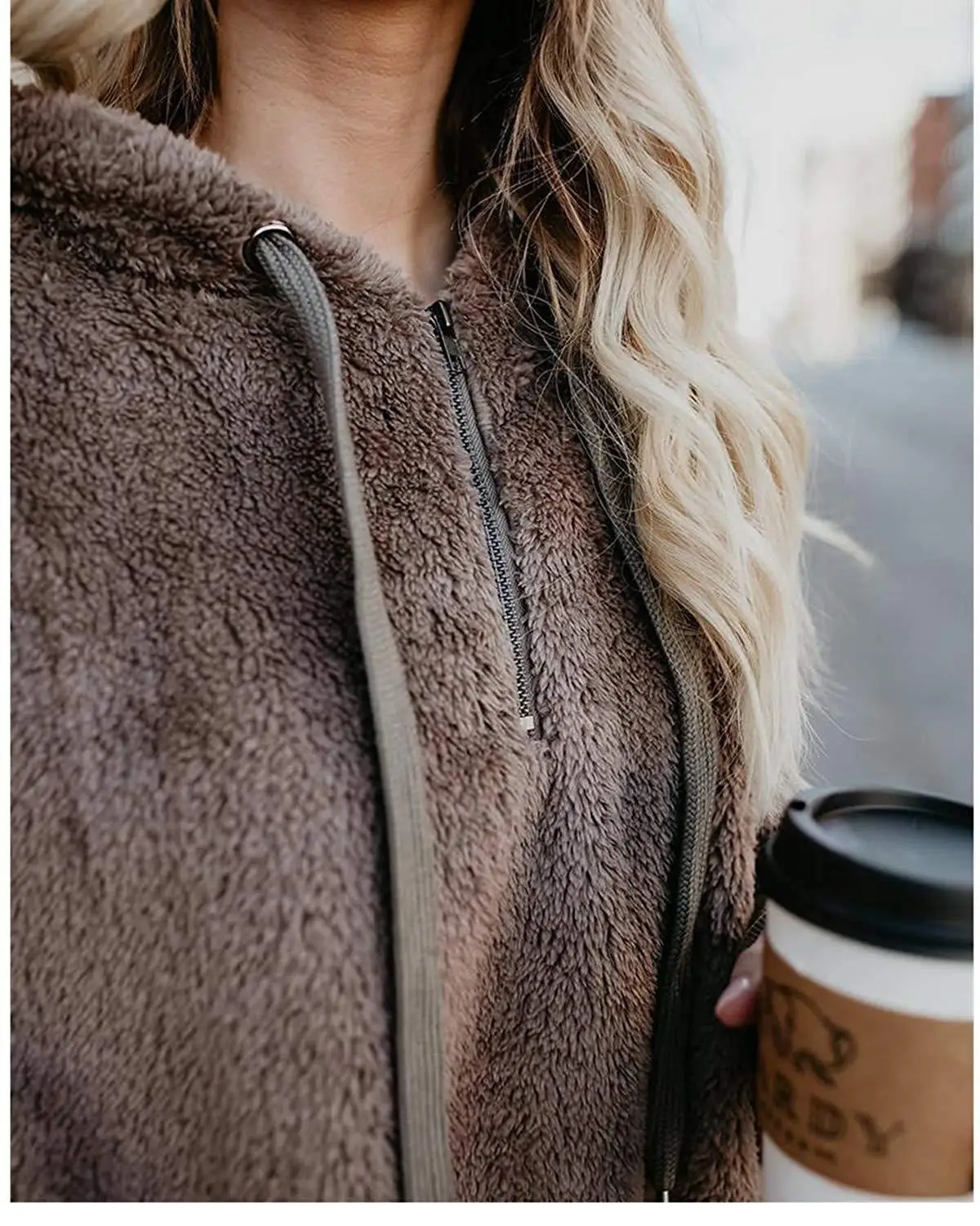 

Autumn and Winter Polar Fleece Hooded Sweater Sports Casual Fashion Hooded Sweater Warm Loose Smoking Sports Ladies Clothing