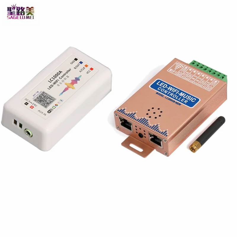 

DC5-24V 12V WIFI SPI Music Spectrum Controller for LED Digital Pixel Strip 1024-2048 Pixels LED Screen Controller with Built