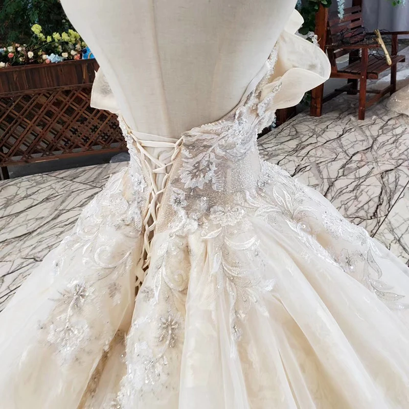HTL648 Special Strapless Wedding Dress Court Train Appliques Sexy Backless Cheap Gowns Lace Vestido De Novia Sencillo | Свадьбы и