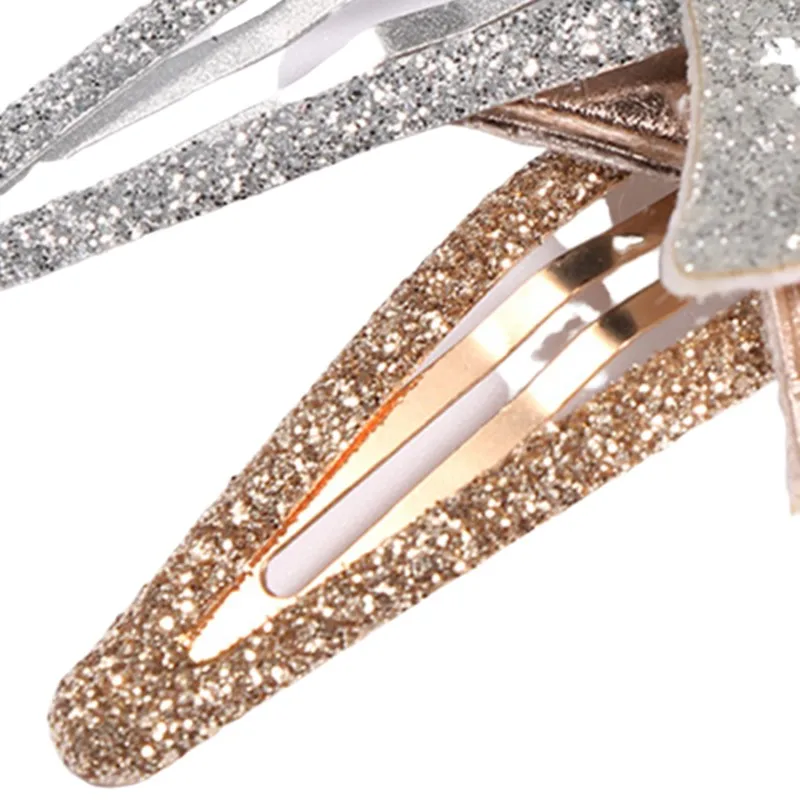 Заколка для волос с пятиконечной звездой и блестками девочек | Красота здоровье