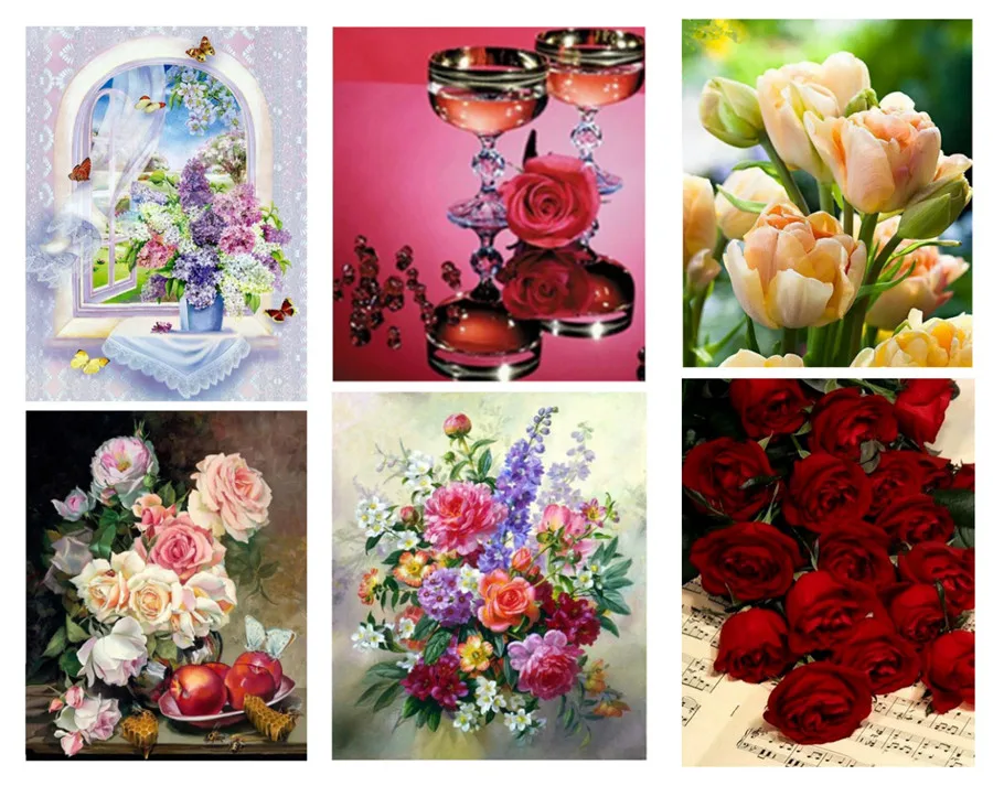 5D алмазная живопись сделай сам подоконник Бабочка роза искусственные цветы