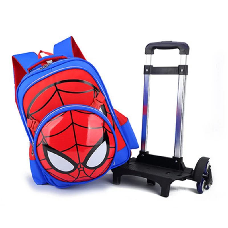 Children Removable Waterproof Trolley Wheeled Schoolbag Kids Travel Backpacks with Wheel Trolley Luggage Bag for Boys Backpacks