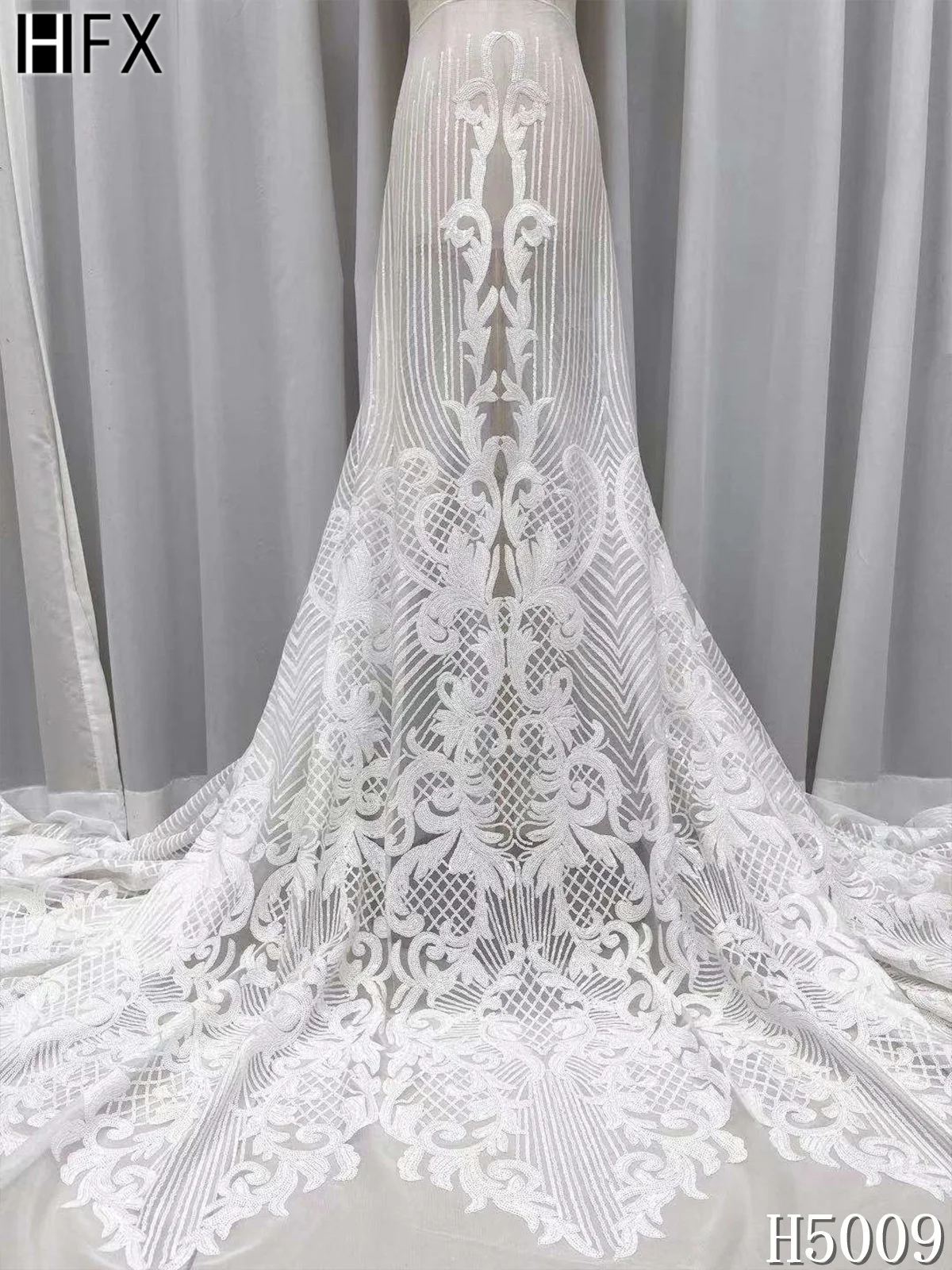 HFX 2021 новейшая африканская сетчатая кружевная ткань с вышивкой блестками синие