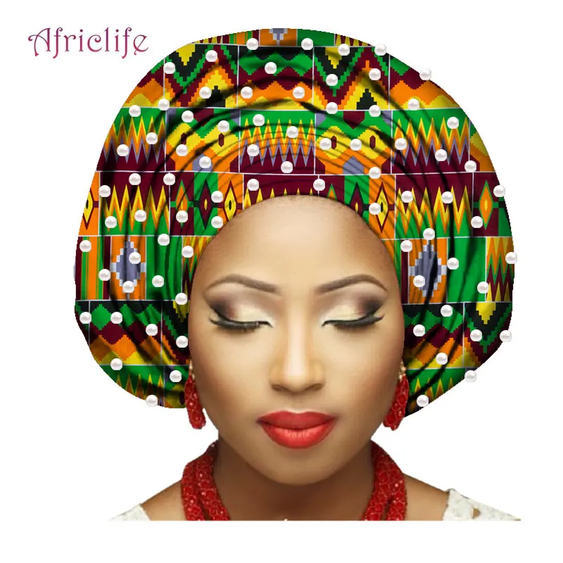 Шарфы с бусинами африканские бусины тюрбан головной убор нигерийский 100% хлопок