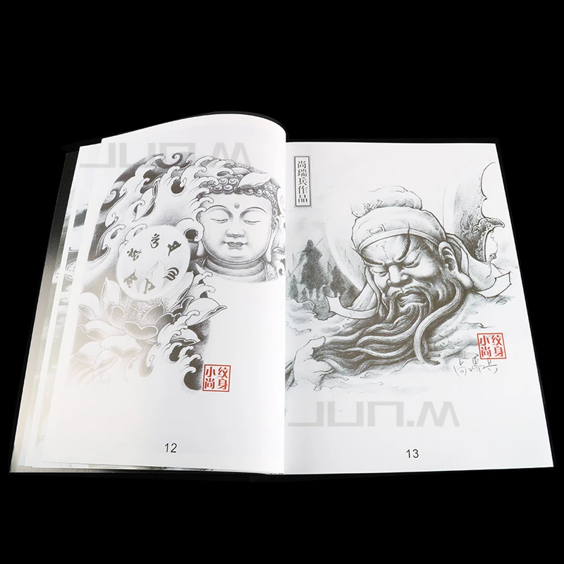 Latest Tattoo Book Pattern Manuscript Bodhi Three Guanyin Buddha Statue Guardian Black Gray Sketch 48 Pages | Красота и здоровье
