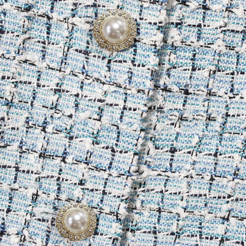 

ElegantTweed Dress Blue Spring / Summer / Fall Women's Dresses Office Ladies Slim One-Piece Dress