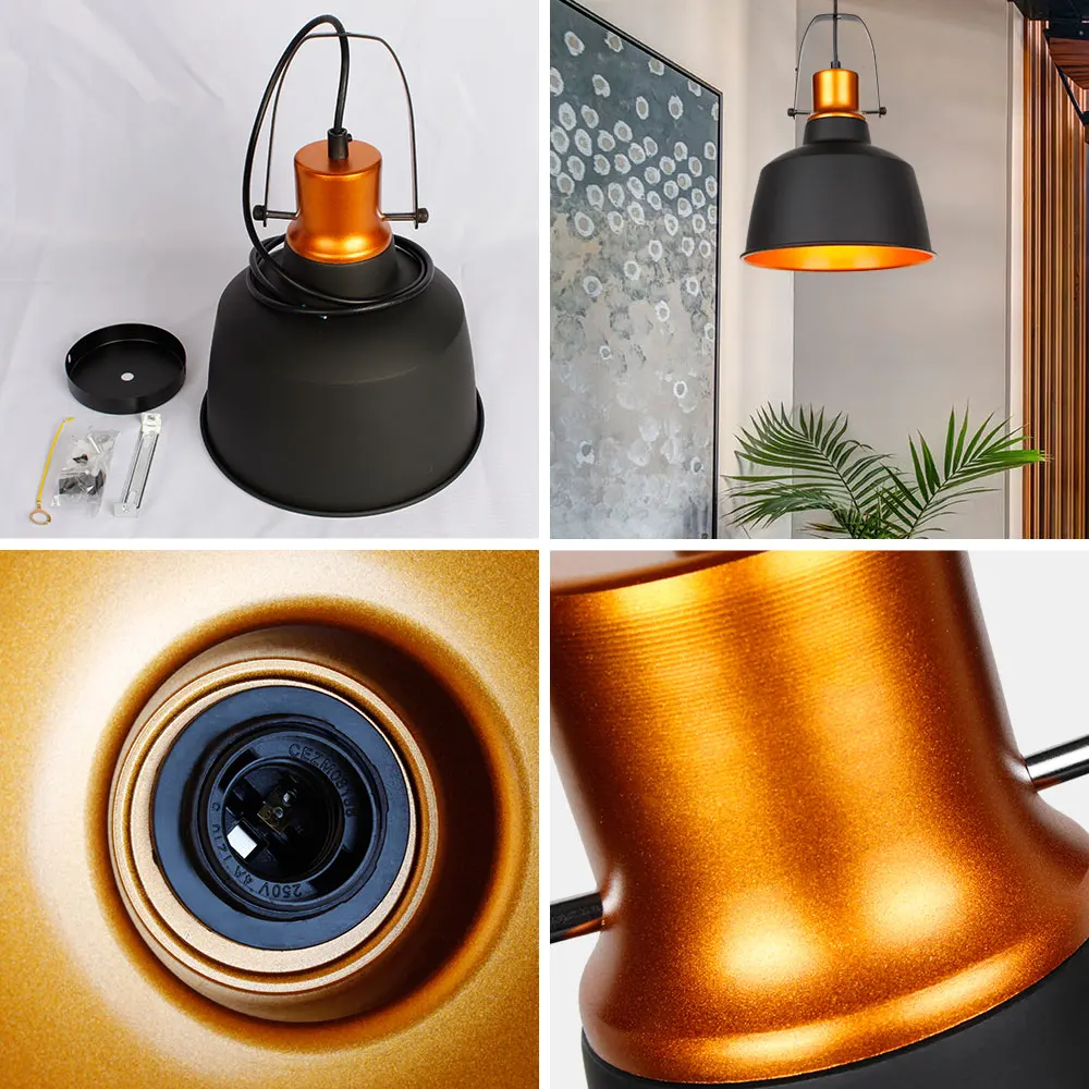

European Retro country Single head pendant lights aluminum gold pot Industrial style indoor lighting restaurant bar light
