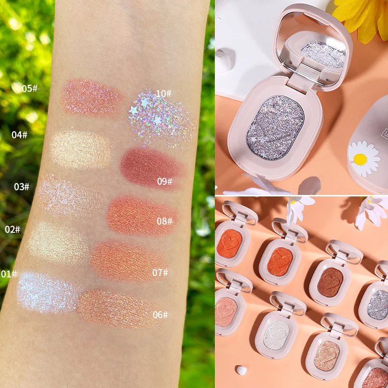 10 цветов блестящие тени для век монохромная водостойкая мини Палитра Тени Макияж