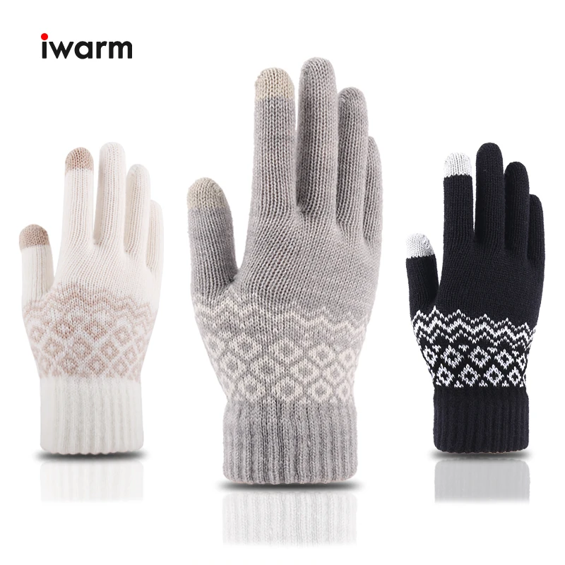 Iwarm женские перчатки теплые осенне-зимние вязаные варежки с сенсорным экраном |