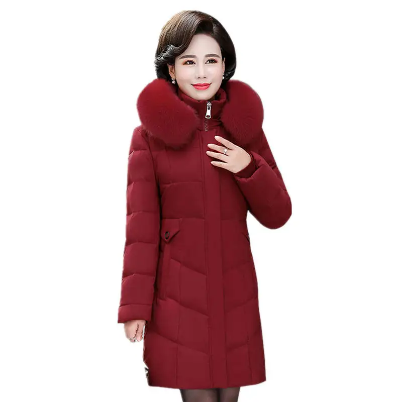 

7XL 8XL plus size cotton down jacket winter women hooded fur collar Vintage winter Parka women Thicken warm womens jackets C6596