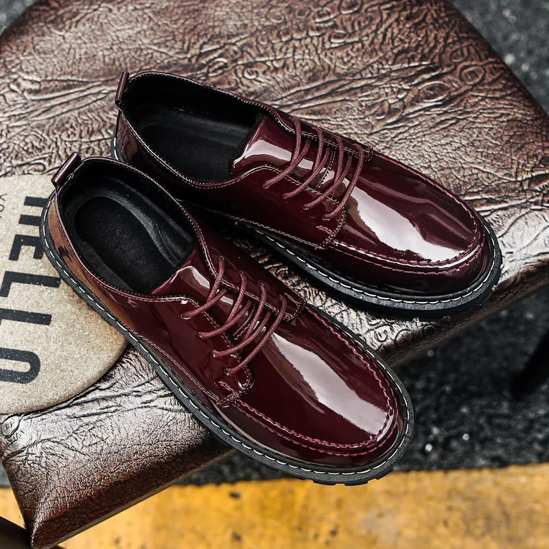 

Patent Leather Men's Ankle Martin Shoes Autumn Winter Fashion Men Martin Sneakers Low top High Quality Male Leather Oxfords