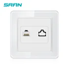 Настенная розетка SRAN стандарта ЕС RJ45, Интернет-интерфейс, белое стекло или панель ПК, 82 мм * 82 мм, Интернет-розетка