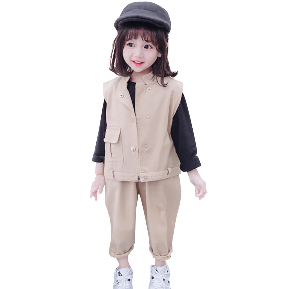 

Vest Pants Clothing Kids Clothes Girl Solid Color Baby Clothes Spring Autumn Children's Coats Trousers Students Casual Outerwear