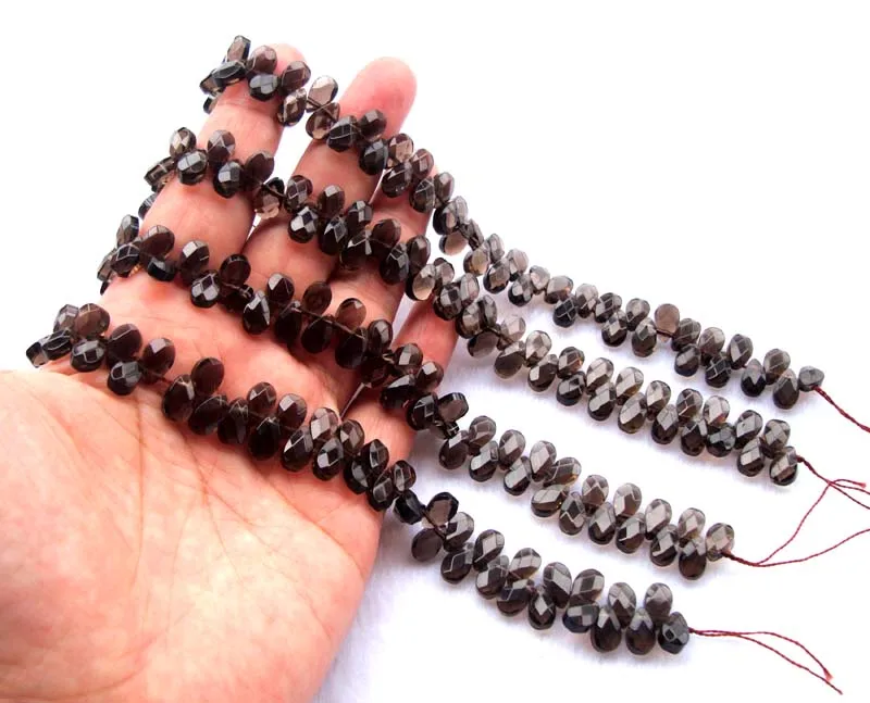 Бусины Из Натурального дымчатого кварца граненые плоские каплевидные свободные