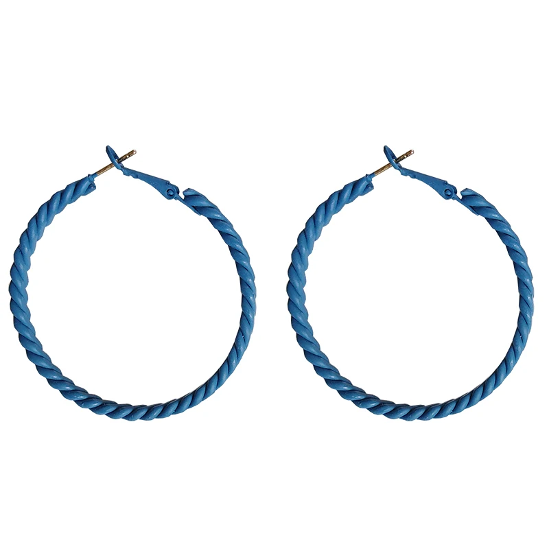 

Fashion Jewerly Hoop Earrings Hot Selling Trendy Style Metal Texture Blue Round Earrings For Women Jewelry Party Gifts