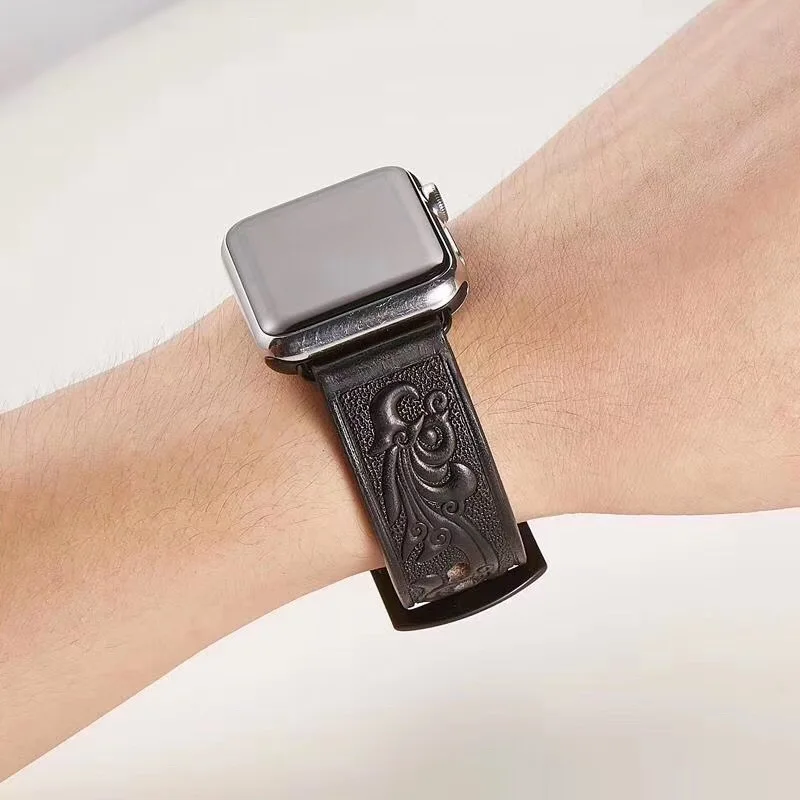 Настоящий роскошный кожаный ремешок для часов Apple Watch 5 4 3 2 1 браслет 38 мм 42 40 44