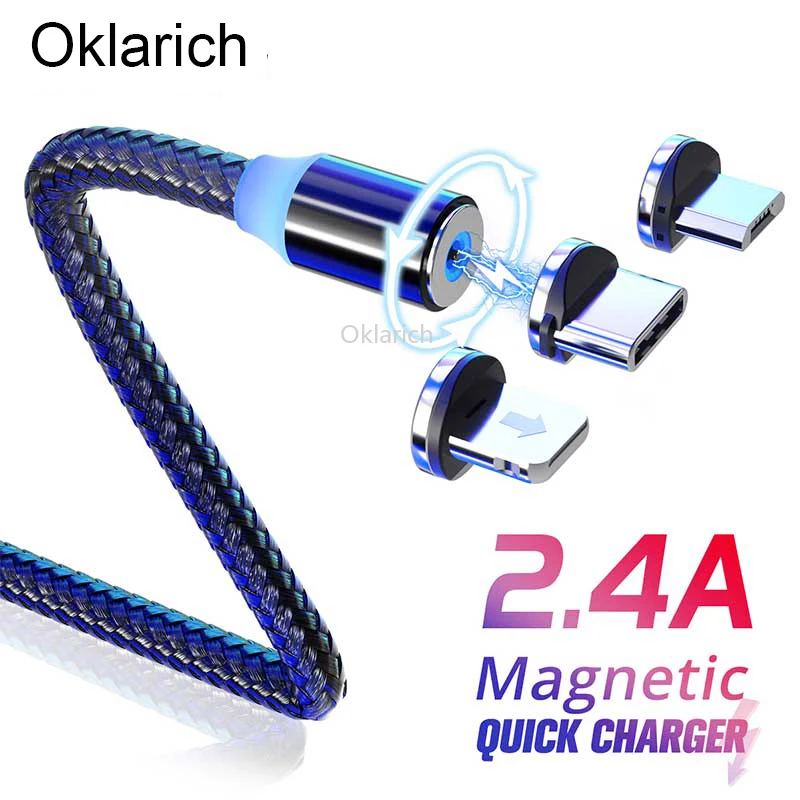 2 м Магнитный Micro USB кабель для iPhone Samsung S20 Android мобильный телефон Быстрая зарядка Type