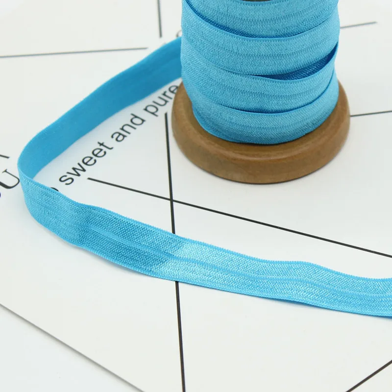 Blue340 50 ярдов Meetee 15 мм полиэфирная одноцветная эластичная лента нейлоновая тесьма DIY Edge band Йога пояс резинка аксессуары для волос RC324 - Цвет: Blue340