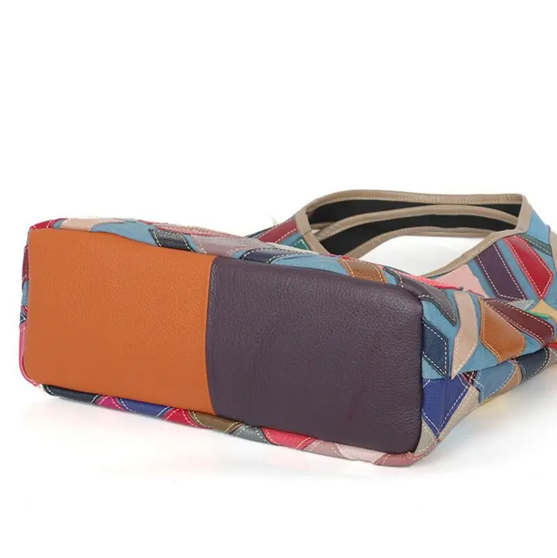 Женская сумка-тоут из натуральной кожи в стиле пэчворк | Багаж и сумки