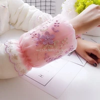 adult sleeves lace embroidery down jacket ladies short student anti fouling cute sleeves mesh sleeves