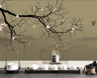 customized 3d wallpaper new chinese hand painted ink painting plum blossom landscape 8d mural background wall