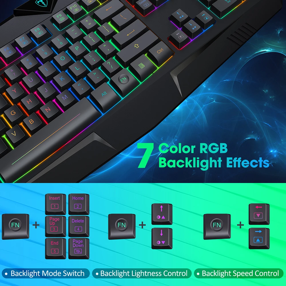 Игровая клавиатура PicTek PC232 проводная мембранная с 112 клавишами RGB светильник кой и