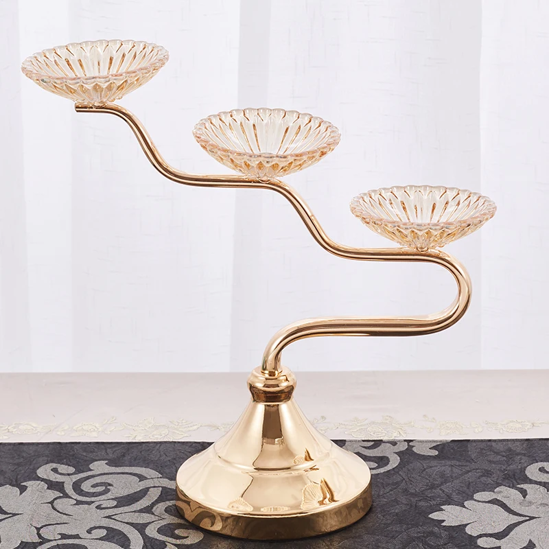 Большой роскошный стеклянный подсвечник в скандинавском стиле металлический