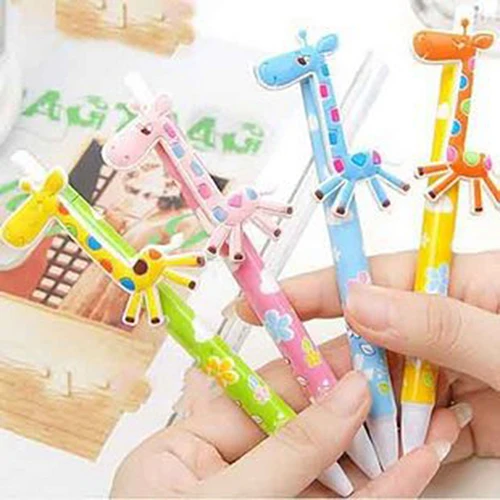 

4Pcs/Set Mixed Color Cute Cartoon Giraffe 0.5mm Blue Ink Ballpoint Pen Kid Gift