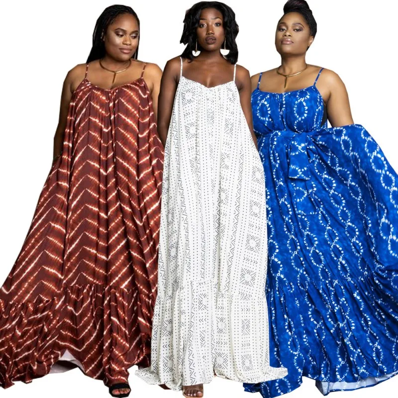 

African Dresses For Women 2021 Summer Sleeveless New Africa Clothes Dashiki Patchwork Ankara Bazin Traditional Robe Maxi Dress