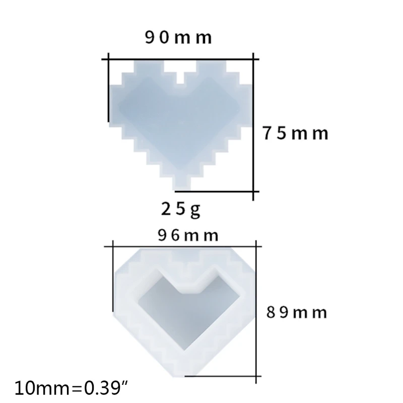 

1 Set Pixel Love Storage Box Crystal Epoxy Resin Mold Case Decorations Silicone Mould DIY Crafts Jewelry Container Casting Tools