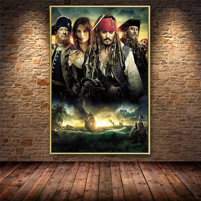 

Classic Epic Movie Pirates of The Caribbean Captain Jack Sparrow Canvas Painting Poster Wall Art Picture For Living Room Decor