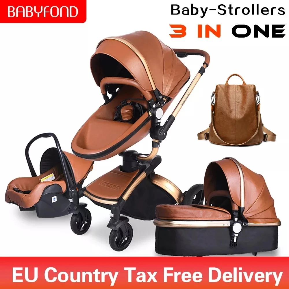 Baby Stroller 3 in 1 Babyfond High Landscape Carriage With Bassinet Luxury Travel System For Newborn Baby EU No Tax images - 6