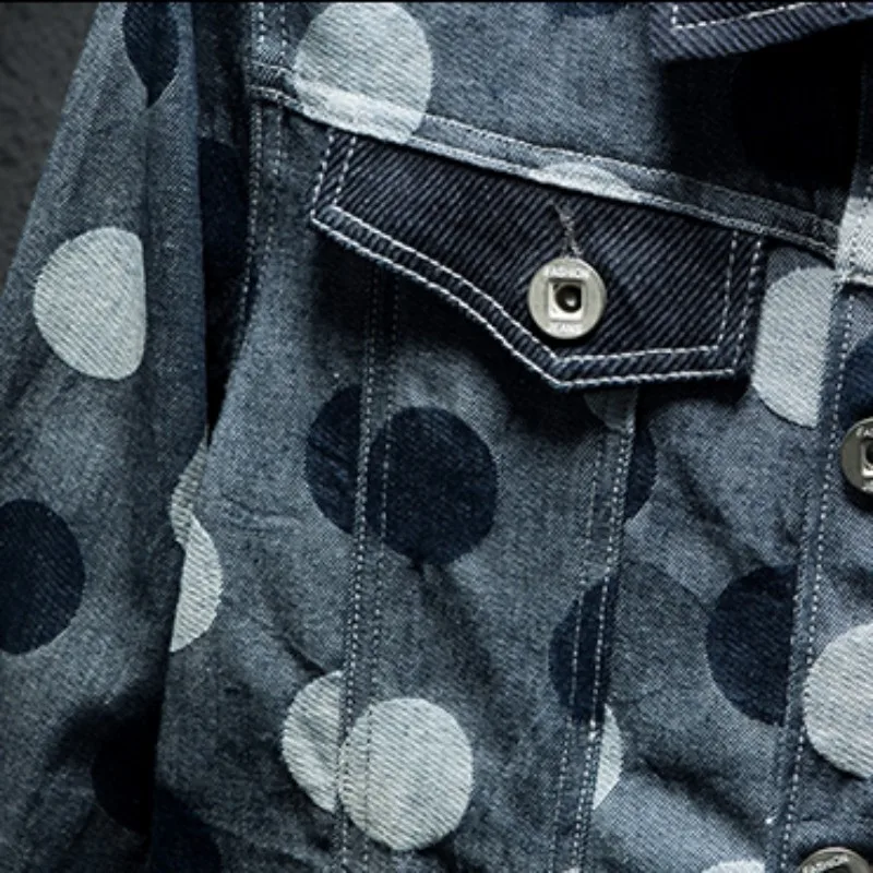 Мужская джинсовая куртка в стиле хип-хоп Харадзюку с длинным рукавом отложным