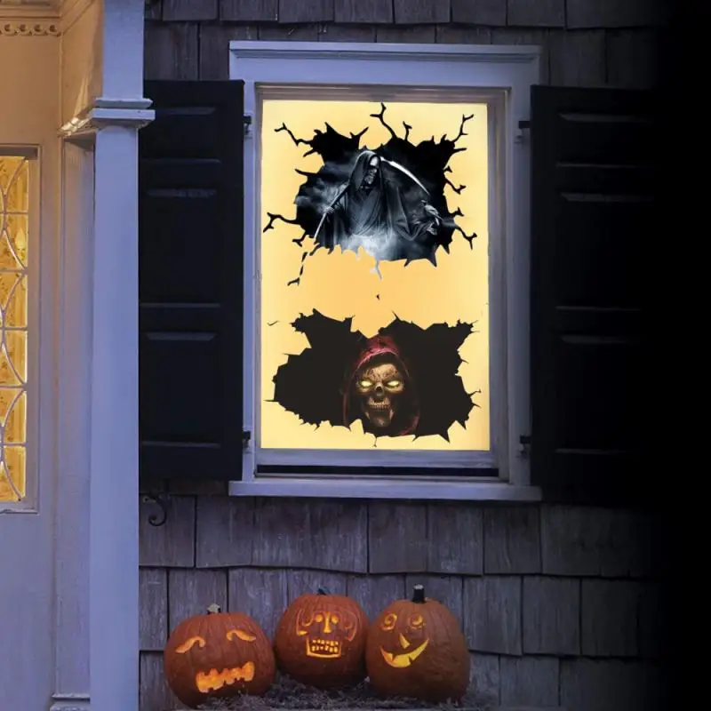 Halloween Decoration Wall Sticker Grim Reaper 3D Decals Atmosphere For Party DIY Decor Bar Room Living Scary Prop 1pc | Дом и сад