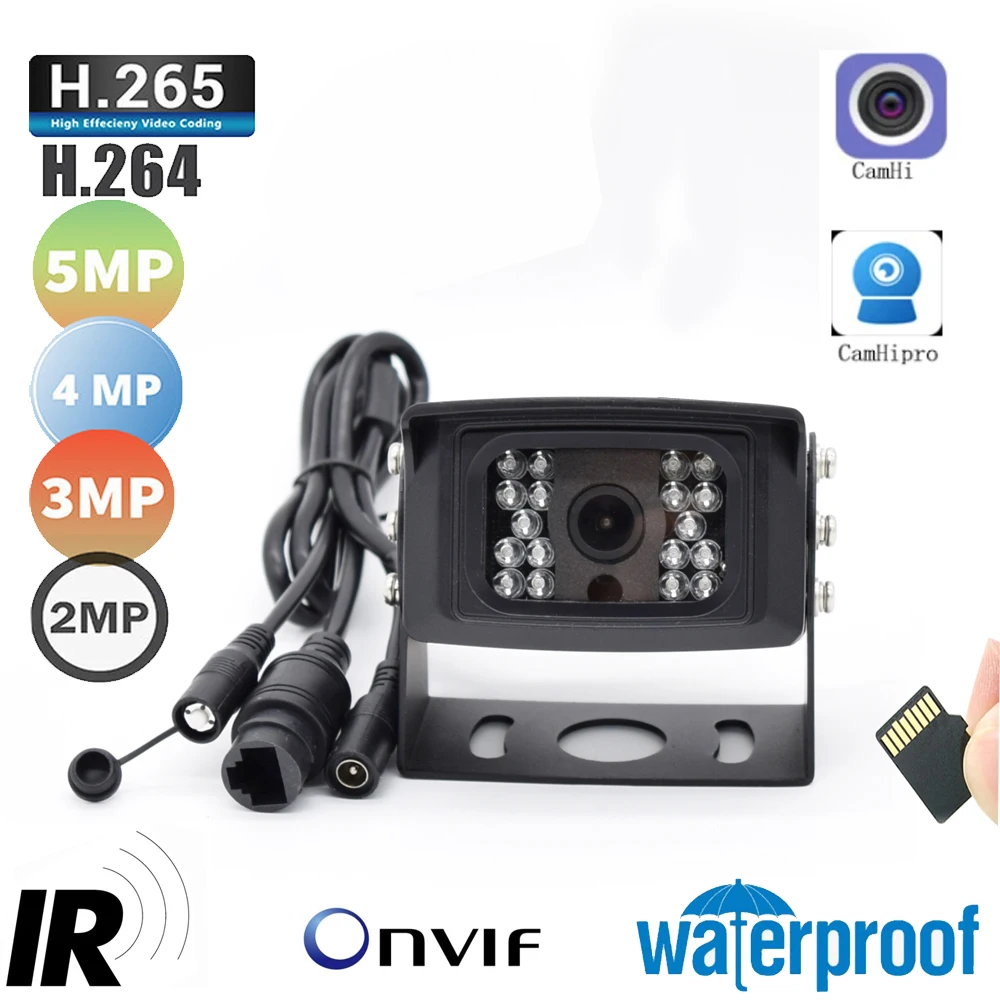 5MP 3MP 2MP Wired P2P 940nm IP Security Outdoor Support TF Card Slot Night Vision Bus Taxi Excavator Camera Security RTSP FTP