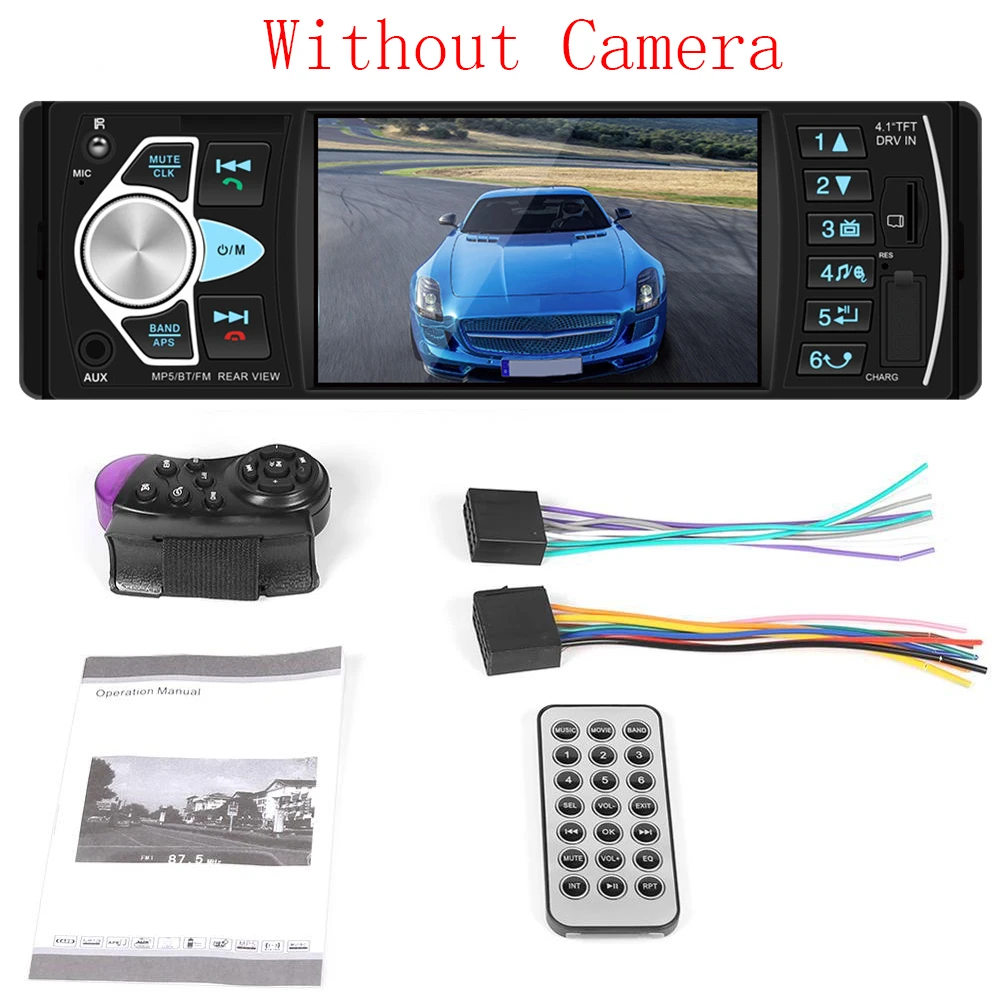 Without Camera 4022D Bluetooth стерео MP5 плеер USB TF карта AUX U диск радио головное устройство Поддержка заднего вида изображения и видео выход - Цвет: Without Camera