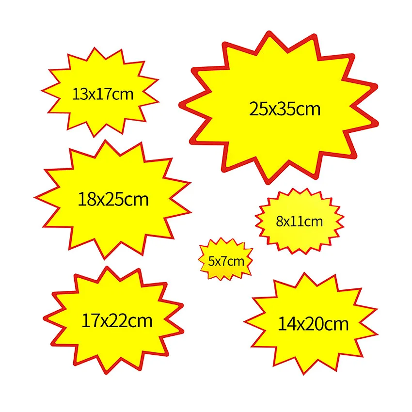 POP Explosion Poster Promotions Sale Paper Card Board Price Label Tag Signage Store Display Advertising 200pcs